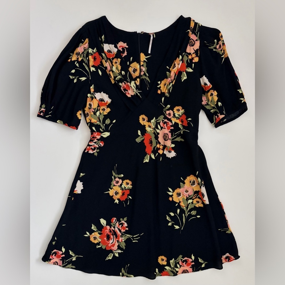 Free People Neon Garden Floral Mini Dress Size 8 - Picture 2 of 4